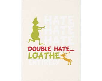 Christmas Meanie & Dog Inspired Organic Cotton Tea Towel | Sboccio Designs