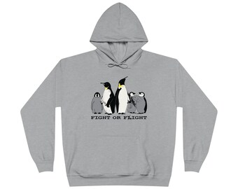 Fight or Flight Penguin Mom, Dad, 3 Babies Unisex EcoSmart Pullover Hoodie | Sboccio Designs