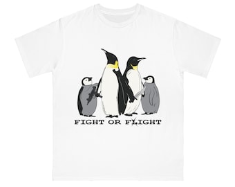 Fight or Flight Penguin Mom, Dad, 2 Babies Organic Unisex Classic T-Shirt | Sboccio Designs