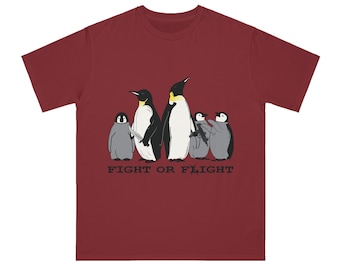 Fight or Flight Penguin Mom, Dad, 3 Babies Organic Unisex Classic T-Shirt | Sboccio Designs