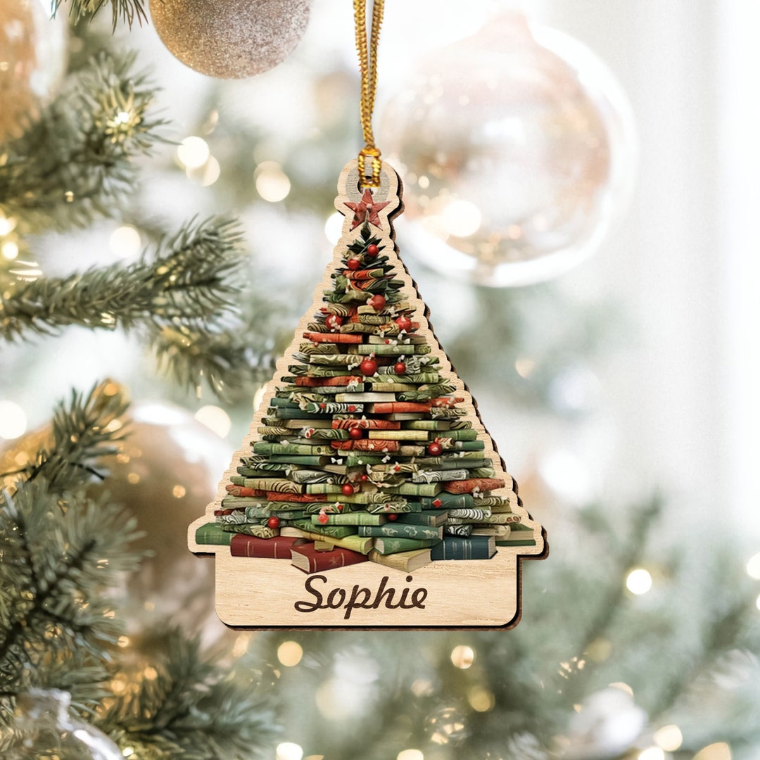 Christmas Book Tree Ornament Custom Book Stack Christmas Etsy