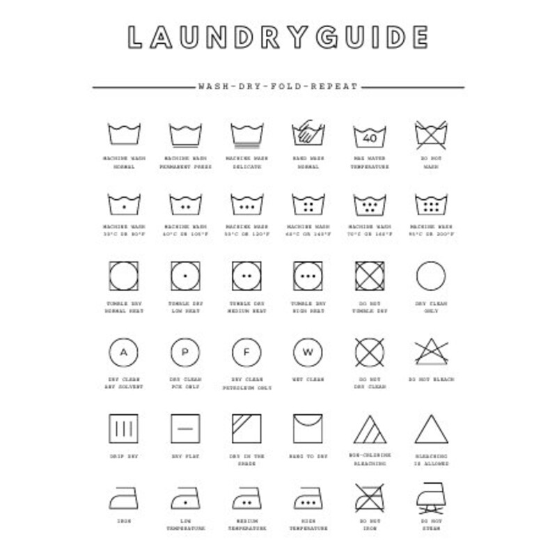Laundry Cheat Sheet - Etsy