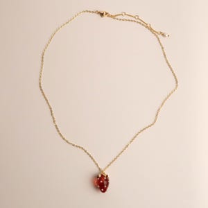 JUNA - Strawberry Necklace in Red & Pink | Delicate 18K Gold Plated Chain with Strawberry Pendant | Sweet Summer Jewelry image 2