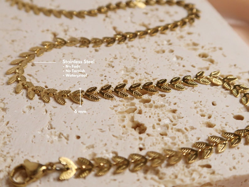 LIVIA Blatt Halskette in Gold & Silber Hochwertiger Edelstahl Lorbeerkranz Römische Griechische Göttin Roman Empire Unisex Schmuck Bild 4