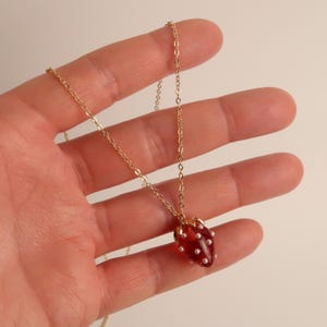 JUNA - Strawberry Necklace in Red & Pink | Delicate 18K Gold Plated Chain with Strawberry Pendant | Sweet Summer Jewelry image 5