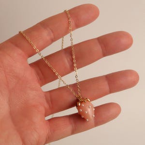 JUNA - Strawberry Necklace in Red & Pink | Delicate 18K Gold Plated Chain with Strawberry Pendant | Sweet Summer Jewelry image 7