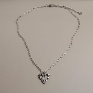 JIN - Cybersigilism Heart Necklace | Unisex Stainless Steel Necklace with Heart Pendant | Edgy E-Girl Jewelry in Silver image 2