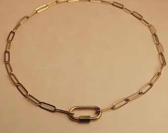 Paperclip choker with lobster clasp • Minimalist stainless steel necklace in gold & silver • Waterproof everyday jewelry