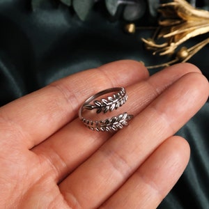 AURELIA Anillo hoja en oro y plata Acero inoxidable de alta calidad Anillo corona de laurel de tamaño ajustable Joyería de la diosa griega romana imagen 6