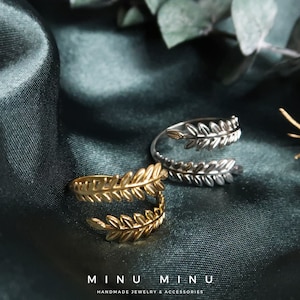 AURELIA - Leaf ring in gold & silver | High quality stainless steel | Size-adjustable laurel wreath ring | Roman Greek Goddess Jewelry