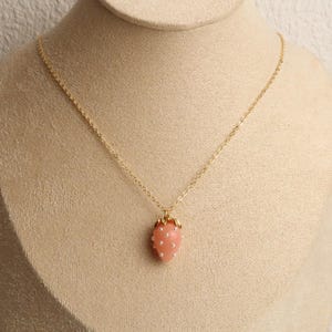JUNA - Strawberry Necklace in Red & Pink | Delicate 18K Gold Plated Chain with Strawberry Pendant | Sweet Summer Jewelry image 8