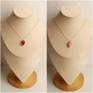 JUNA - Strawberry Necklace in Red & Pink | Delicate 18K Gold Plated Chain with Strawberry Pendant | Sweet Summer Jewelry image 10