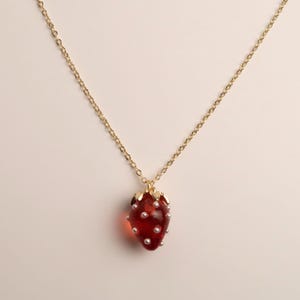 JUNA - Strawberry Necklace in Red & Pink | Delicate 18K Gold Plated Chain with Strawberry Pendant | Sweet Summer Jewelry Red