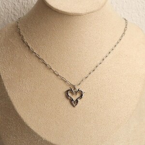 JIN - Cybersigilism Heart Necklace | Unisex Stainless Steel Necklace with Heart Pendant | Edgy E-Girl Jewelry in Silver image 9