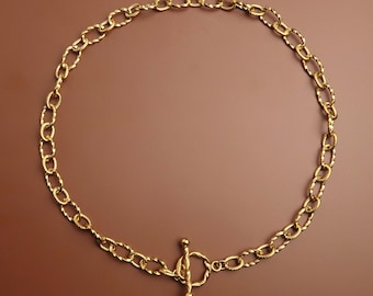 RIYA - Twisted Chunky Choker | Stainless Steel Necklace in Gold & Silver | Statement Necklace with Toggle Clasp