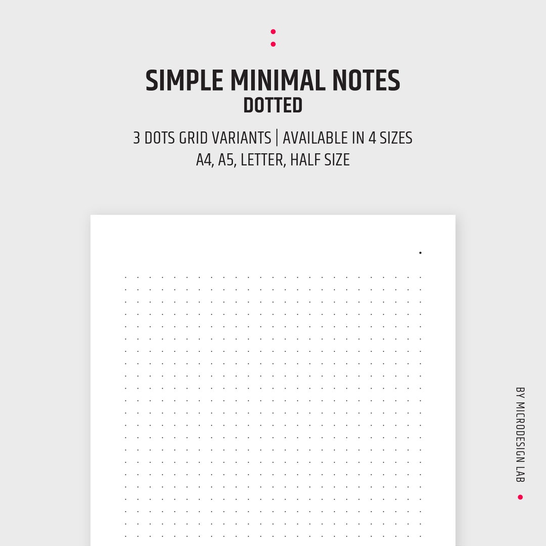 Minimal Dotted Notes Template: A4, A5, Letter Sizes (PDF Download ...