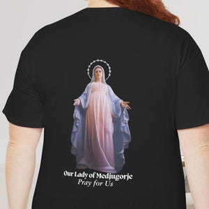 Our Lady of Medjugorje Shirt Virgin Mary Unisex Tee Mother Mary Graphic Shirt Christian Clothing Gift for Catholics Apparel Magnificat Tee