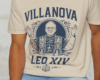 T-Shirt Religious Villanova Pope Tee New Pope Leo XIV Catholic Artwork Unisex Softstyle TShirt Trendy Graphic Tee Gift for Catholic Apparel