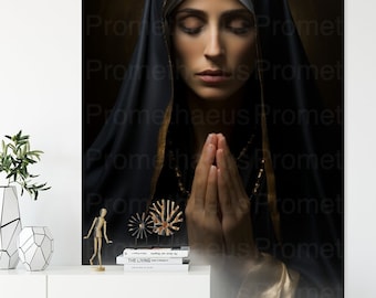 Our Lady of Sorrows Blessed Virgin Mary Portrait Digitally Download Mature Mother Mary Digital Print La Dolorosa Catholic Printable Wall Art