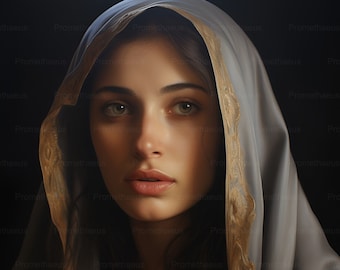 Blessed Virgin Mary Portrait Artwork Digital Download Mother Mary Digital Print Our Lady Blessed Mother Printable Wall Decor Catholic Art