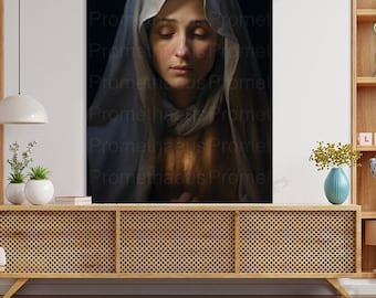 Our Lady of Sorrows Blessed Virgin Mary Portrait Digitally Download Mature Mother Mary Digital Print La Dolorosa Catholic Printable Wall Art