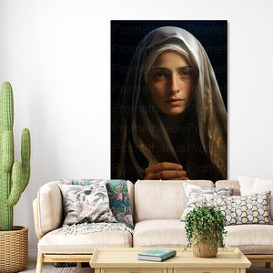 Blessed Virgin Mary Portrait Artwork Digital Download Mother Mary Digital Print Our Lady Blessed Mother Printable Wall Decor Catholic Art