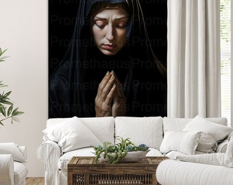 Our Lady of Sorrows Blessed Virgin Mary Portrait Digitally Download Mature Mother Mary Digital Print La Dolorosa Catholic Printable Wall Art