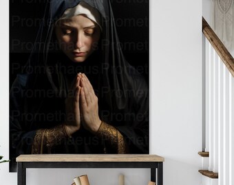 Our Lady of Sorrows Blessed Virgin Mary Portrait Digitally Download Mature Mother Mary Digital Print La Dolorosa Catholic Printable Wall Art