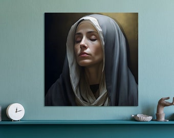 Our Lady of Sorrows Blessed Virgin Mary Portrait Digitally Download Mature Mother Mary Digital Print La Dolorosa Catholic Printable Wall Art