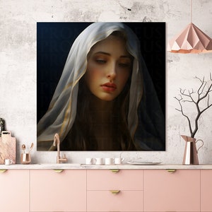 Blessed Virgin Mary Portrait Artwork Digital Download Mother Mary Digital Print Our Lady Blessed Mother Printable Wall Decor Catholic Art
