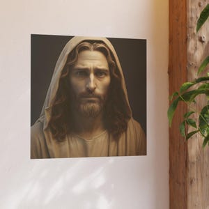 Pôster 3D de Jesus Cristo em estilo escultural para decoração de casa cristã, arte católica, papel fotográfico fosco acetinado de 210 g/m² (230 g/m²). imagem 9