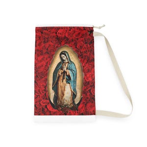 Wäschesack Unsere Liebe Frau von Guadalupe Design Religiöser Wäschekorb Katholisch Schmutzige Kleidung Lagerung Jungfrau Maria Wohnkultur Gewaschener Stoffträger