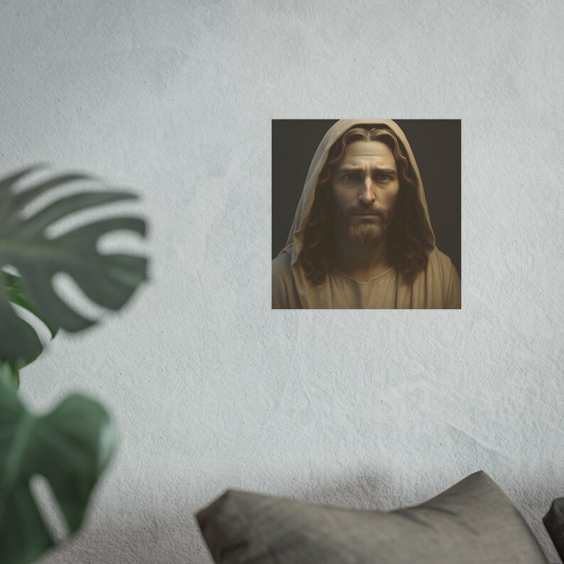 Pôster 3D de Jesus Cristo em estilo escultural para decoração de casa cristã, arte católica, papel fotográfico fosco acetinado de 210 g/m² (230 g/m²). imagem 5