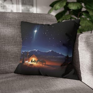 Nativity Scene Square Pillowcase Nativity Scene Pillow Case Christmas Pillowcase Holiday Cushion Cover Xmas Throw Pillow Case Catholic Gift