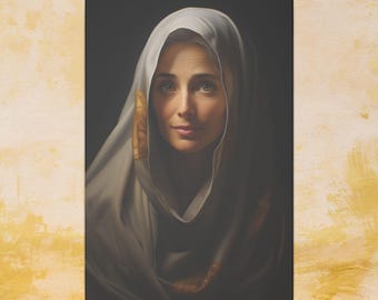 Blessed Virgin Mary Wall Art ECO Friendly Canvas Hyperrealistic Mother Mary Portrait Our Lady Blessed Mother Artwork Wall Decor Catholic Art