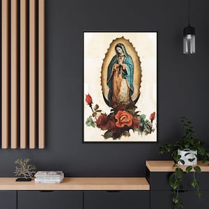 Our Lady of Guadalupe Watercolor Wall Art Guadalupe Virgin Mary Eco-Friendly Frame & Canvas Mother Mary Art Portrait Catholic Artwork Decor