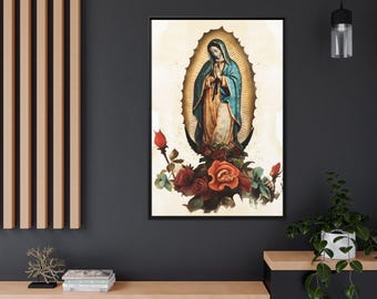 Our Lady of Guadalupe Watercolor Wall Art Guadalupe Virgin Mary Eco-Friendly Frame & Canvas Mother Mary Art Portrait Catholic Artwork Decor