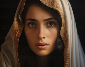 Blessed Virgin Mary Portrait Artwork Digital Download Mother Mary Digital Print Our Lady Blessed Mother Printable Wall Decor Catholic Art