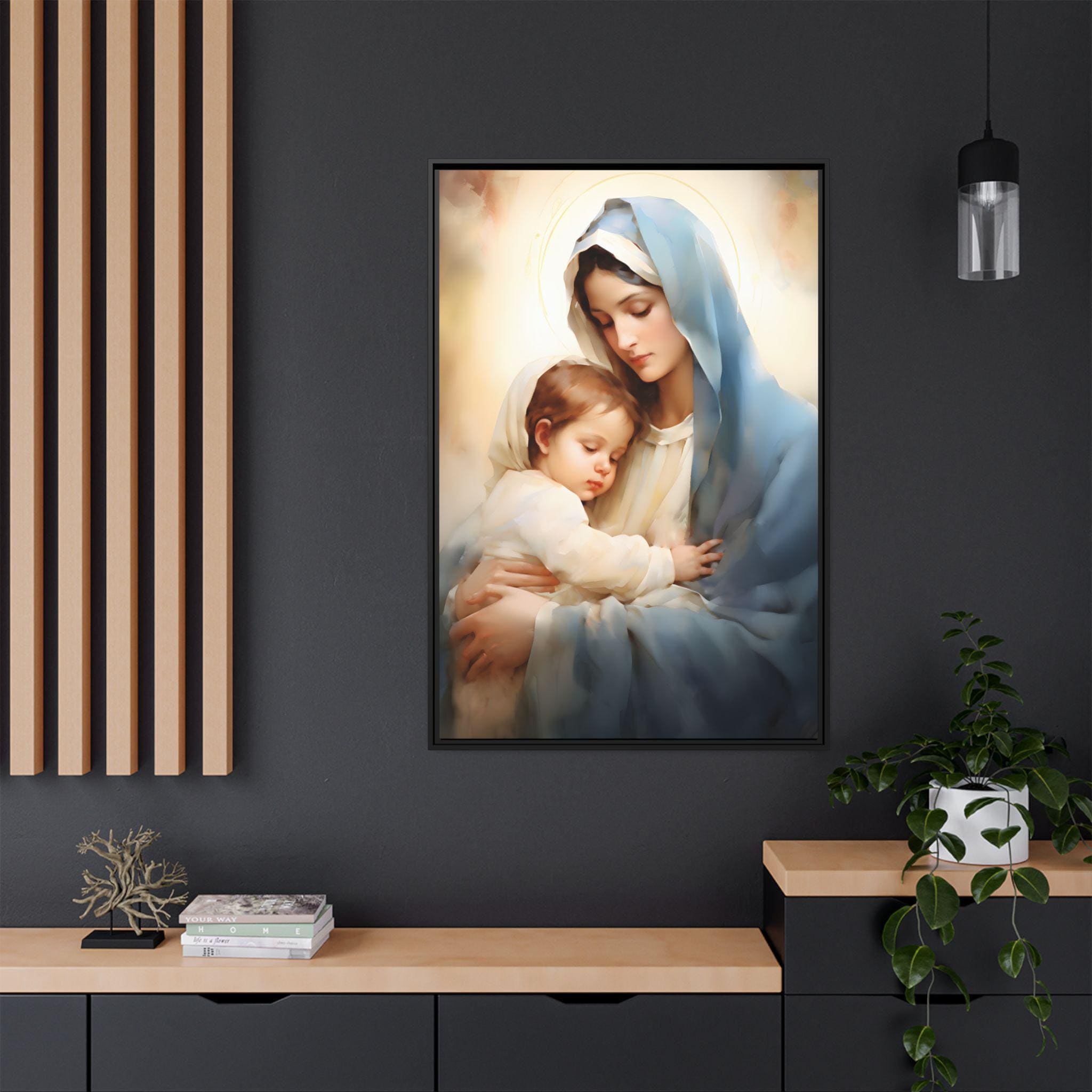 Virgin Mary and Baby Jesus Wall Art Our Lady of Schoenstatt Watercolor ...