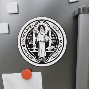 Religious Magnet St Benedict Medal Curse Protection from Evil Matte Magnetic Decal Catholic Saint Benoît San Benito Benedetto image 7