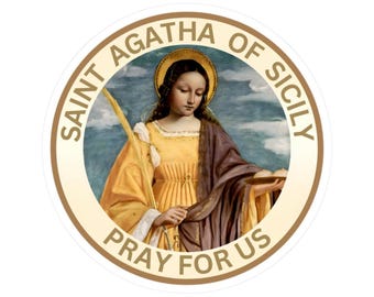 Pegatina religiosa católica de Santa Águeda de Sicilia, medalla para pacientes con cáncer de mama, patrona de los bomberos, calcomanía de protección contra incendios, resistente a arañazos.