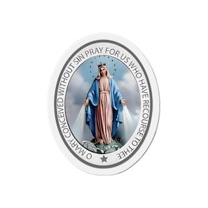 Religious Magnet Virgin Mary Miraculous Medal Protection from Evil Die-Cut Magnet Medalla Virgen Milagrosa La Vergine Miracolosa Miraculeuse