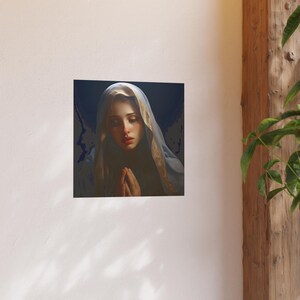 Poster Print Blessed Virgin Mary Catholic Wall Art Painting Christian Home Decor Holy Mother Satin 210 gsm 230 Archival Matte Photo Paper image 8