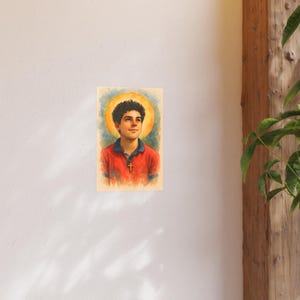 Poster St Carlo Acutis Watercolor Style Religious Wall Art Catholic Saint Christian Home Decor Satin 210 gsm 230 Archival Matte Photo Paper image 2