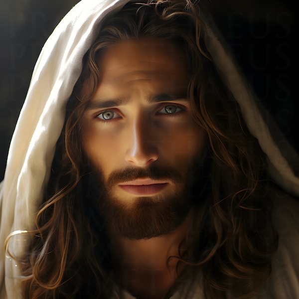 Impresionante imagen imprimible de Jesús, arte mural de Cristo, descarga digital, decoración cristiana para el hogar, obra de arte católica