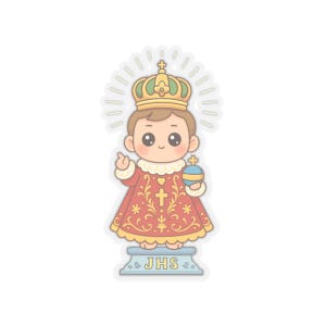 Religious Sticker Kawaii Infant Jesus of Prague Child Jesus Christ Adorable Decal for Kids Catholic Sticker Christening First Communion Gift