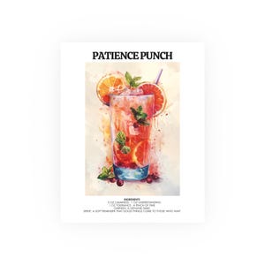 Patience Punch Positivity Poster Spiritual Recipe Inspirational Wall Art Kitchen Home Decor Trendy Minimalist Elegant Motivation Poster
