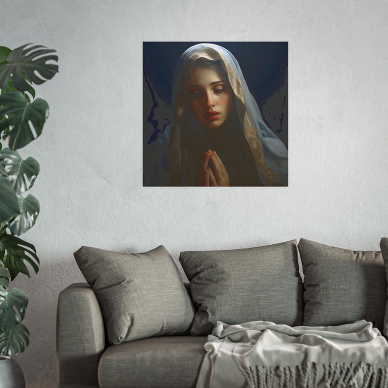Poster Print Blessed Virgin Mary Catholic Wall Art Painting Christian Home Decor Holy Mother Satin 210 gsm 230 Archival Matte Photo Paper image 2