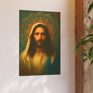 Mandala Jesus Poster Christ Wall Art Sacred Artwork Christian Home Decor Catholic Print Satin 210 gsm 230 Archival Matte Photo Paper image 9