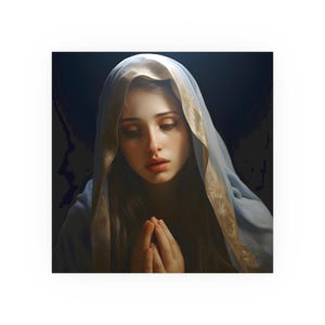 Poster Print Blessed Virgin Mary Catholic Wall Art Painting Christian Home Decor Holy Mother Satin 210 gsm 230 Archival Matte Photo Paper image 1